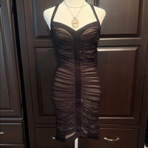 BCBGMaxAzria Elegant Black Mesh Mini Dress